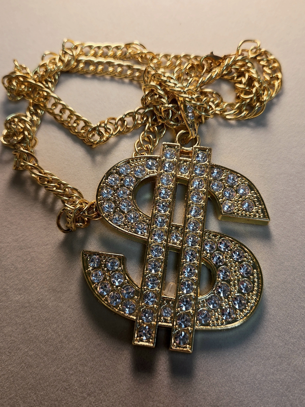 Gold-Tone Crystal Dollar Sign Pendant Necklace
